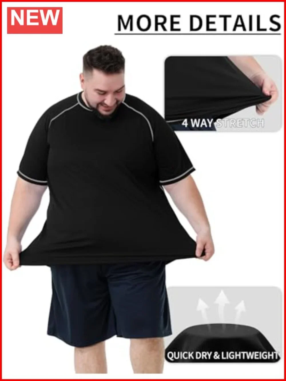 Men's UPF 50+ Rash Guard Quick Dry Swim Shirt Big and Tall